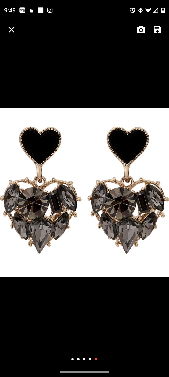 stud heart dangle earrings