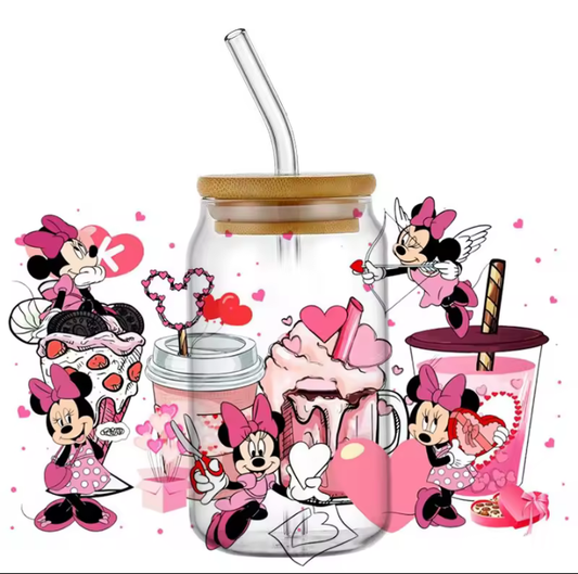 Minnie Valentine's 16 oz glass cup