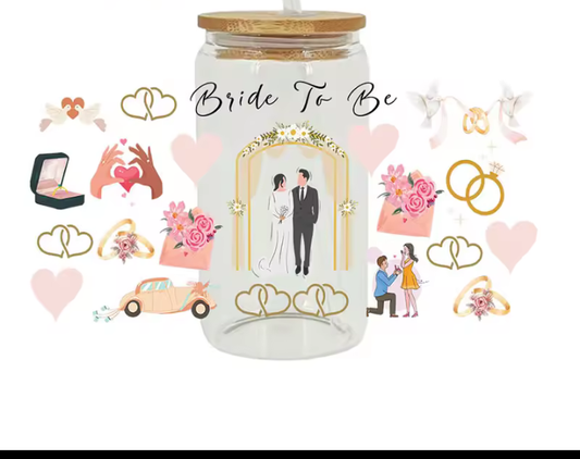 Bride to be 16 oz glass cup