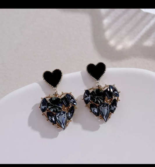 stud heart dangle earrings