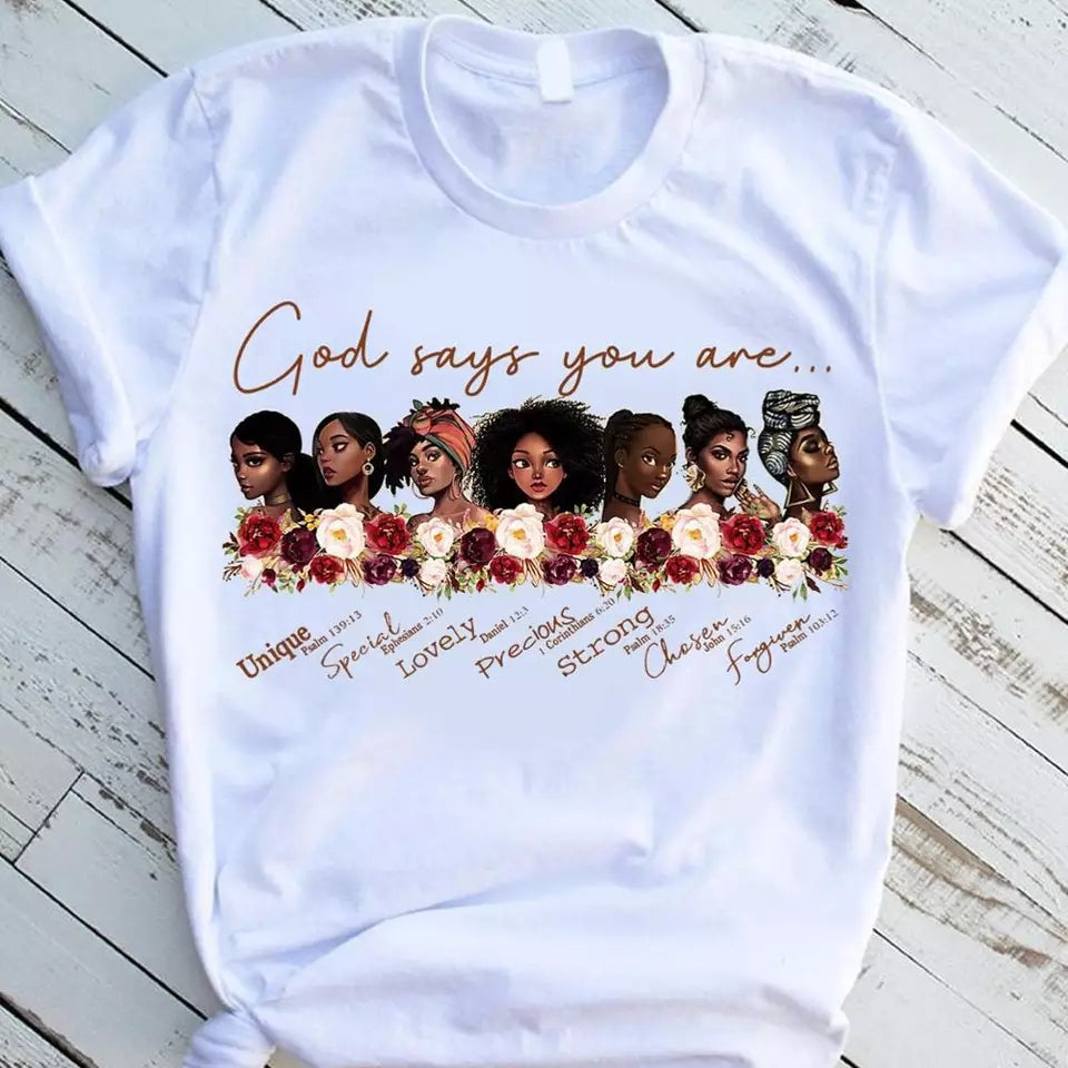 God says you are black girl is beautiful magic t-shirt