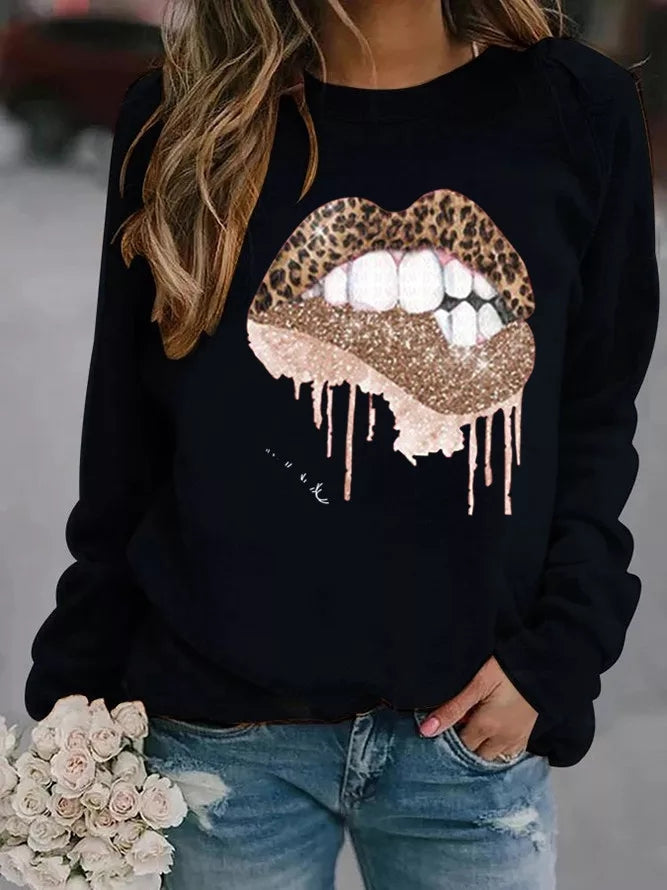 Women casual printed long sleeve sweater