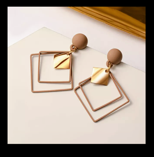 Brown Geometric Earrings