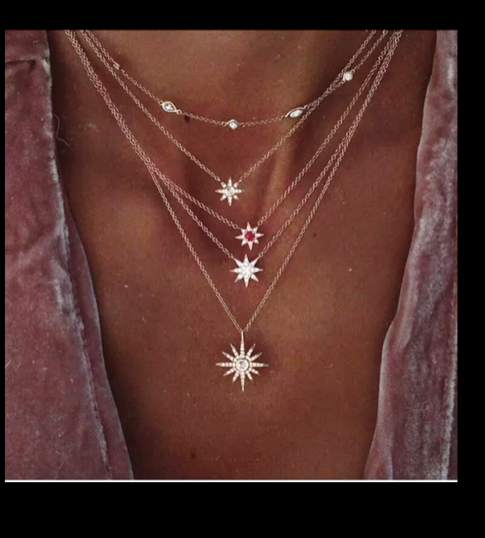 Gold Moon and Star Bohemian Necklace